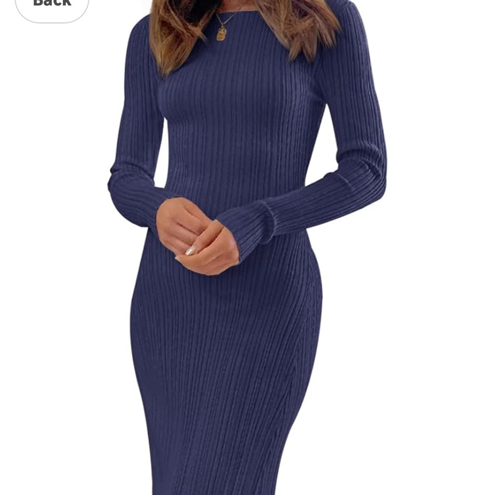 MEROKEETY Women's 2026 Long Sleeve Bodycon Sweater Crew Neck Ribbed Knit Maxi